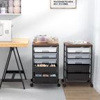 Bathroom Trolley with 5 Drawers and Wooden Worktop