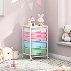 Bathroom Trolley with 5 Drawers and Wooden Worktop
