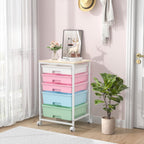 Bathroom Trolley with 5 Drawers and Wooden Worktop