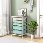 Bathroom Trolley with 5 Drawers and Wooden Worktop