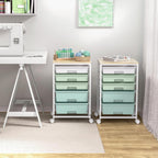 Bathroom Trolley with 5 Drawers and Wooden Worktop