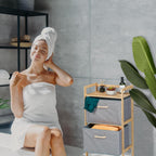 Bathroom Unit with 2 Laundry Baskets Open Shelf