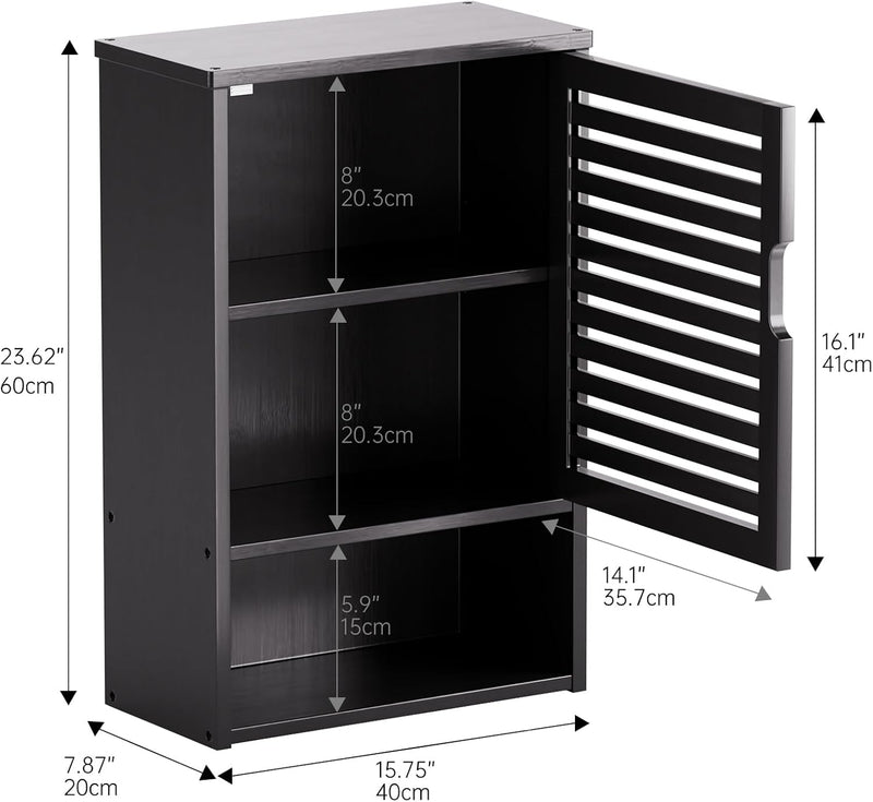 Bathroom Wall Cabinet Bamboo Medicine Single Door Hanging