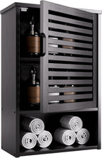 Bathroom Wall Cabinet Bamboo Medicine Single Door Hanging