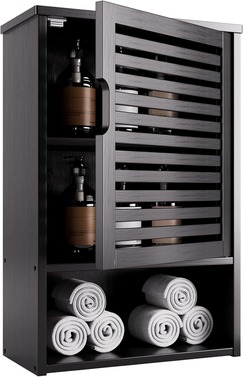 Bathroom Wall Cabinet Bamboo Medicine Single Door Hanging