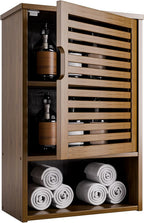 Bathroom Wall Cabinet Bamboo Medicine Single Door Hanging