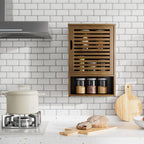 Bathroom Wall Cabinet Bamboo Medicine Single Door Hanging