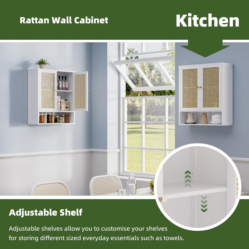 Bathroom Wall Cabinet Bamboo Over-The-Toilet Storage Organiser