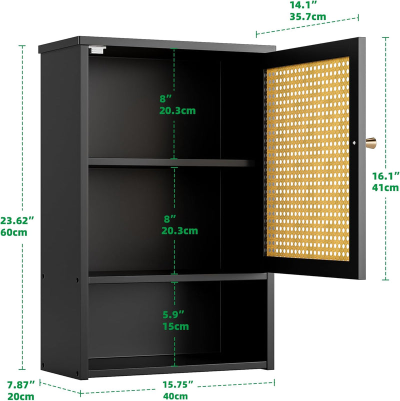 Bathroom Wall Cabinet Bamboo Over-The-Toilet Storage Organiser