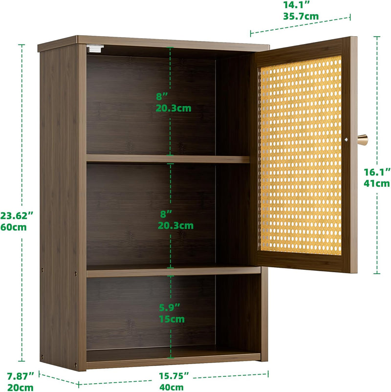 Bathroom Wall Cabinet Bamboo Over-The-Toilet Storage Organiser