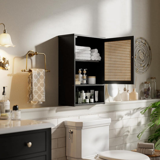 Bathroom Wall Cabinet Bamboo Over-The-Toilet Storage Organiser