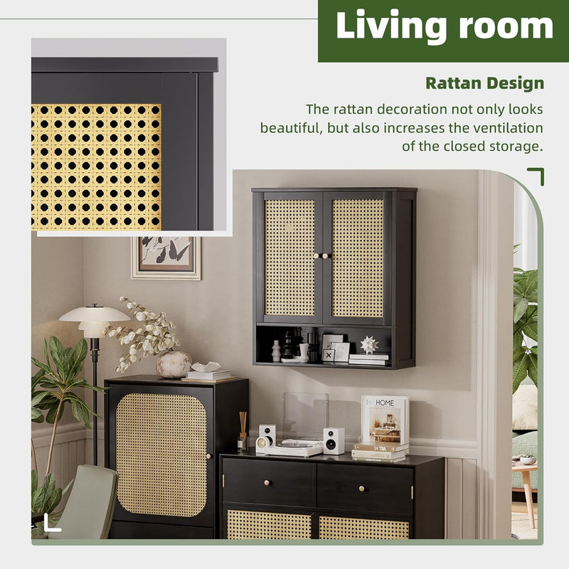 Bathroom Wall Cabinet Bamboo Over-The-Toilet Storage Organiser
