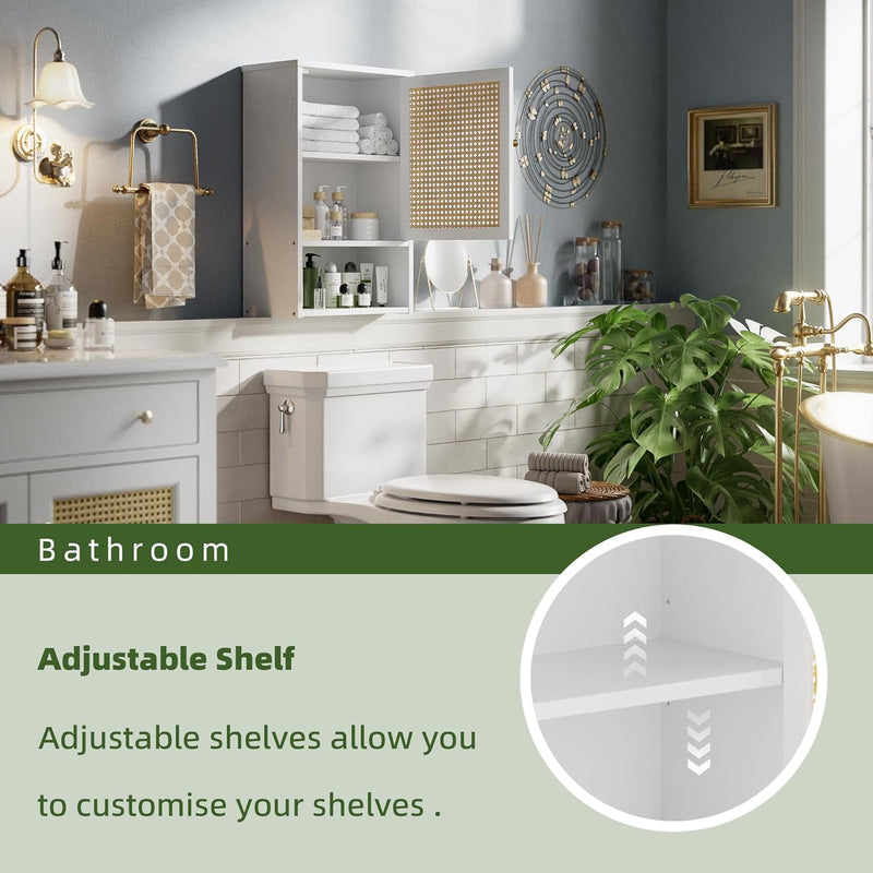 Bathroom Wall Cabinet Bamboo Over-The-Toilet Storage Organiser