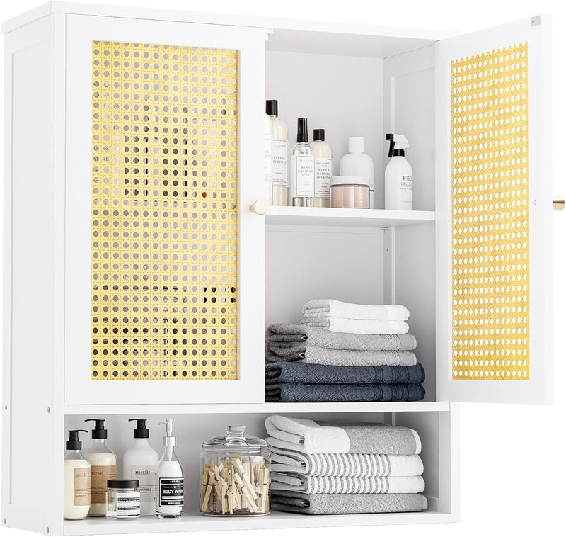 Bathroom Wall Cabinet Bamboo Over-The-Toilet Storage Organiser
