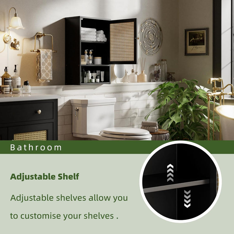 Bathroom Wall Cabinet Bamboo Over-The-Toilet Storage Organiser