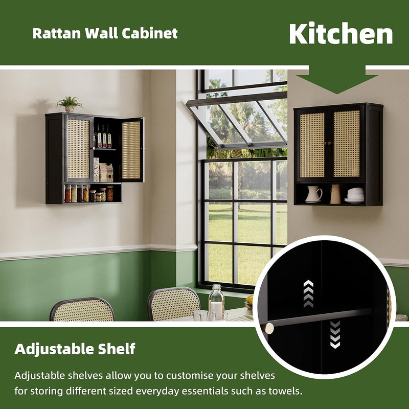 Bathroom Wall Cabinet Bamboo Over-The-Toilet Storage Organiser