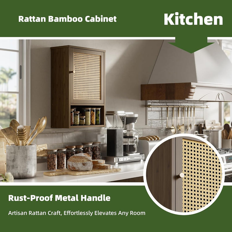 Bathroom Wall Cabinet Bamboo Over-The-Toilet Storage Organiser