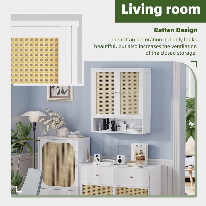 Bathroom Wall Cabinet Bamboo Over-The-Toilet Storage Organiser