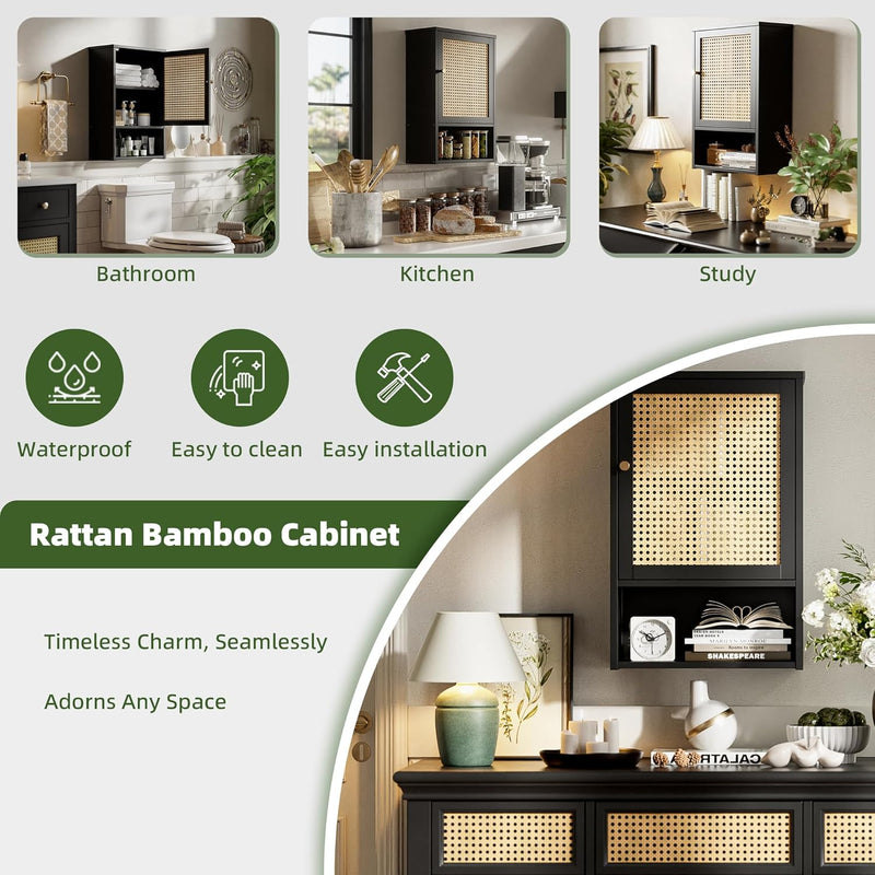 Bathroom Wall Cabinet Bamboo Over-The-Toilet Storage Organiser