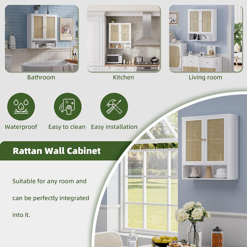 Bathroom Wall Cabinet Bamboo Over-The-Toilet Storage Organiser