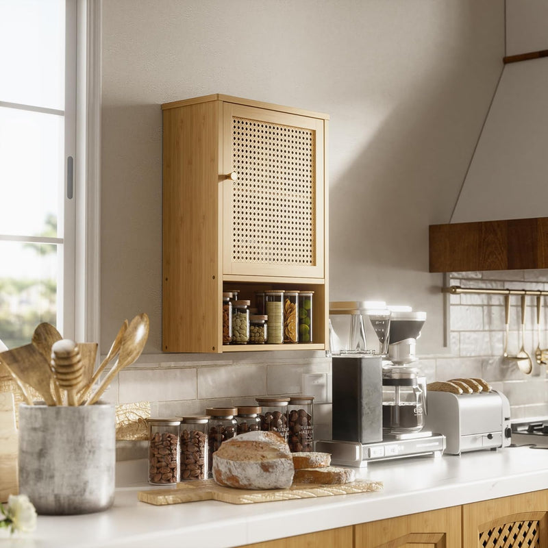 Bathroom Wall Cabinet Bamboo Over-The-Toilet Storage Organiser