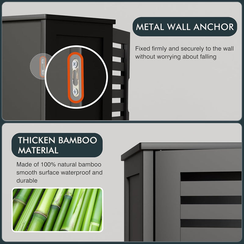 Bathroom Wall Cabinet Medicine Over the Toilet Bamboo