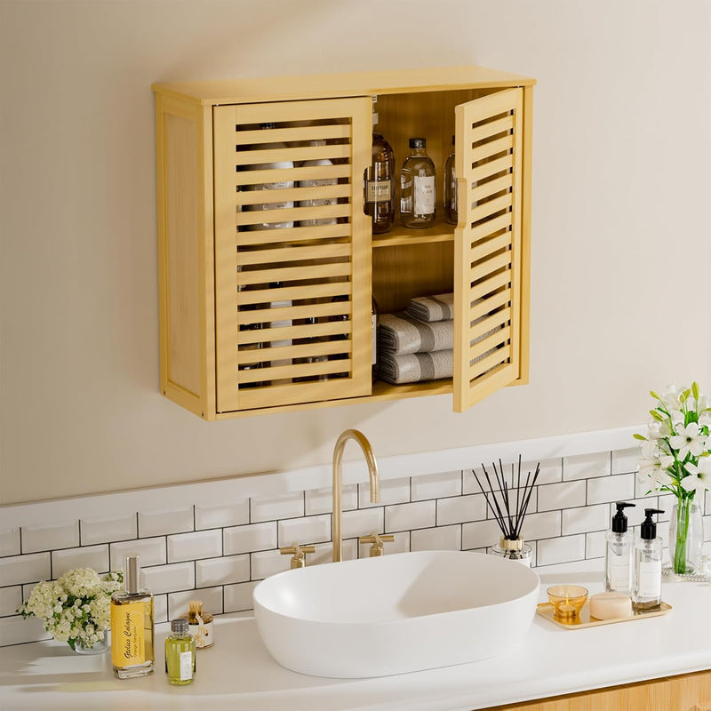 Bathroom Wall Cabinet Medicine Over the Toilet Bamboo