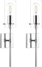 Bathroom Wall Lights Clear Glass Shade for Hallway (2 Pack)