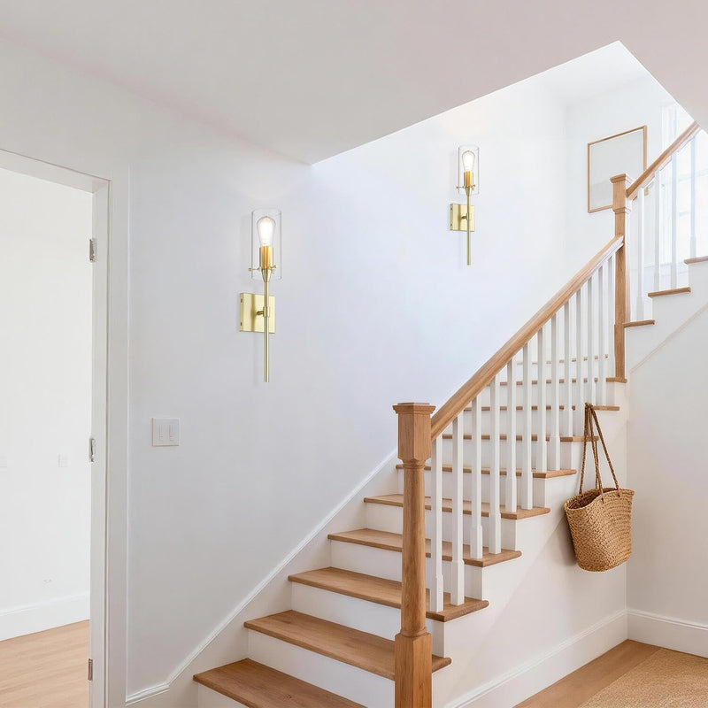 Bathroom Wall Lights Clear Glass Shade for Hallway (2 Pack)