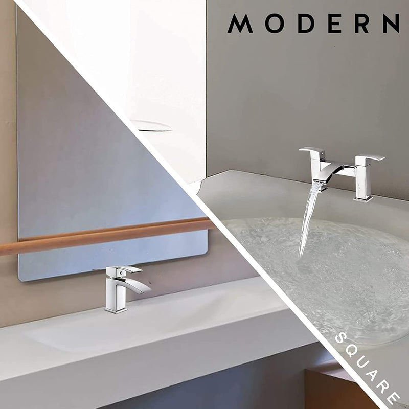 Bathroom Waterfall Basin Taps with Pop Up Waste