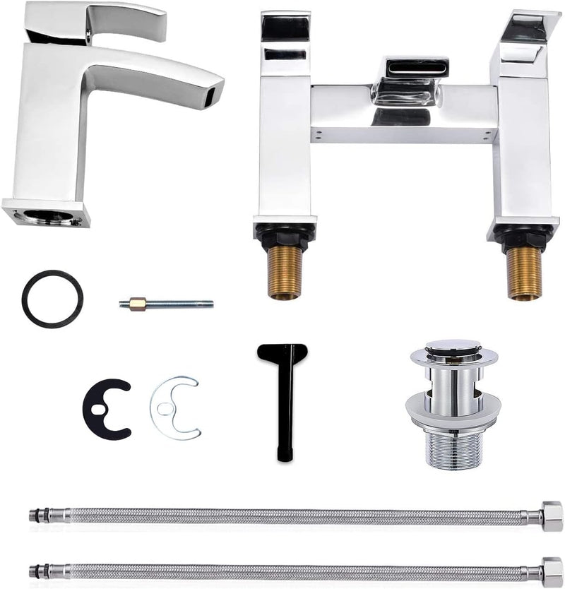 Bathroom Waterfall Basin Taps with Pop Up Waste