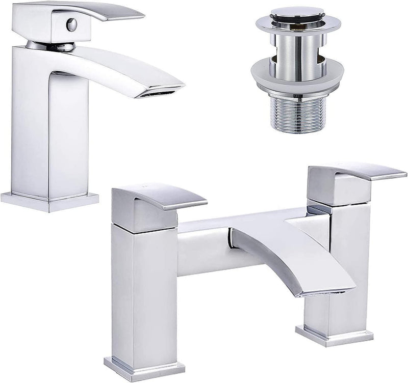 Bathroom Waterfall Basin Taps with Pop Up Waste