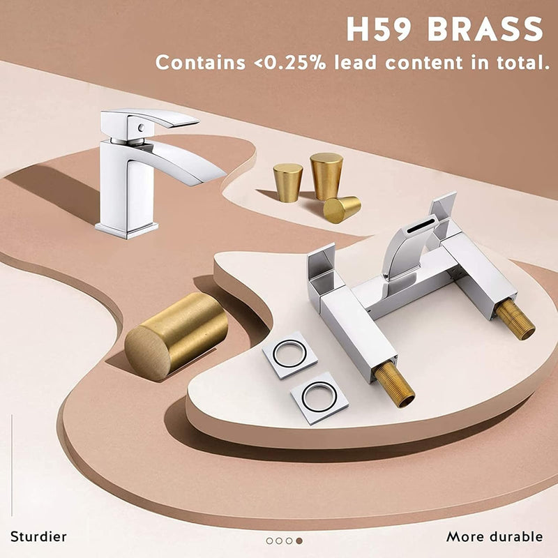 Bathroom Waterfall Basin Taps with Pop Up Waste