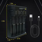 Battery Charger Fast 4 Slots Rechargeable for 3.6-4.2V