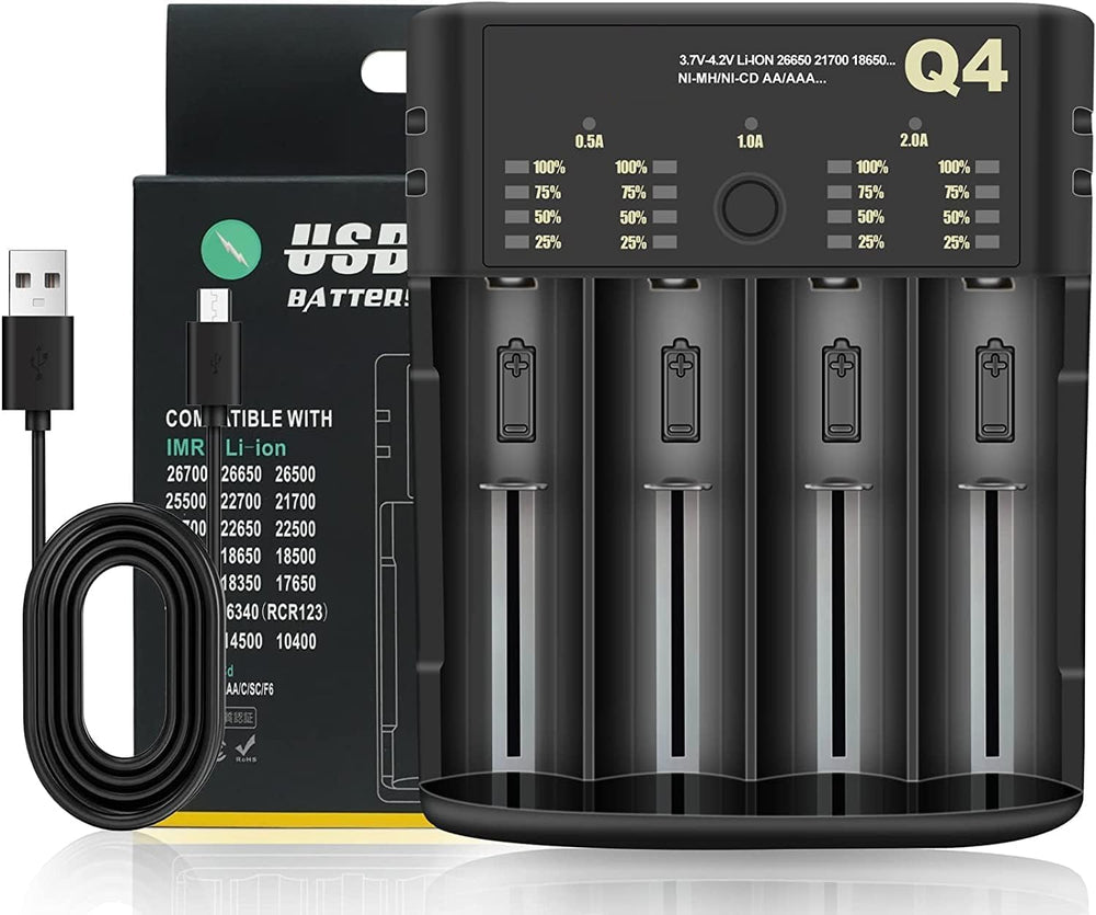 Battery Charger Fast 4 Slots Rechargeable for 3.6-4.2V