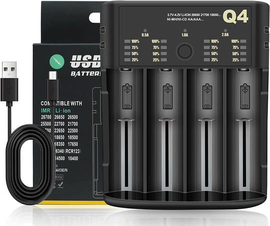 Battery Charger Fast 4 Slots Rechargeable for 3.6-4.2V