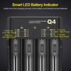 Battery Charger Fast 4 Slots Rechargeable for 3.6-4.2V