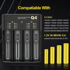 Battery Charger Fast 4 Slots Rechargeable for 3.6-4.2V