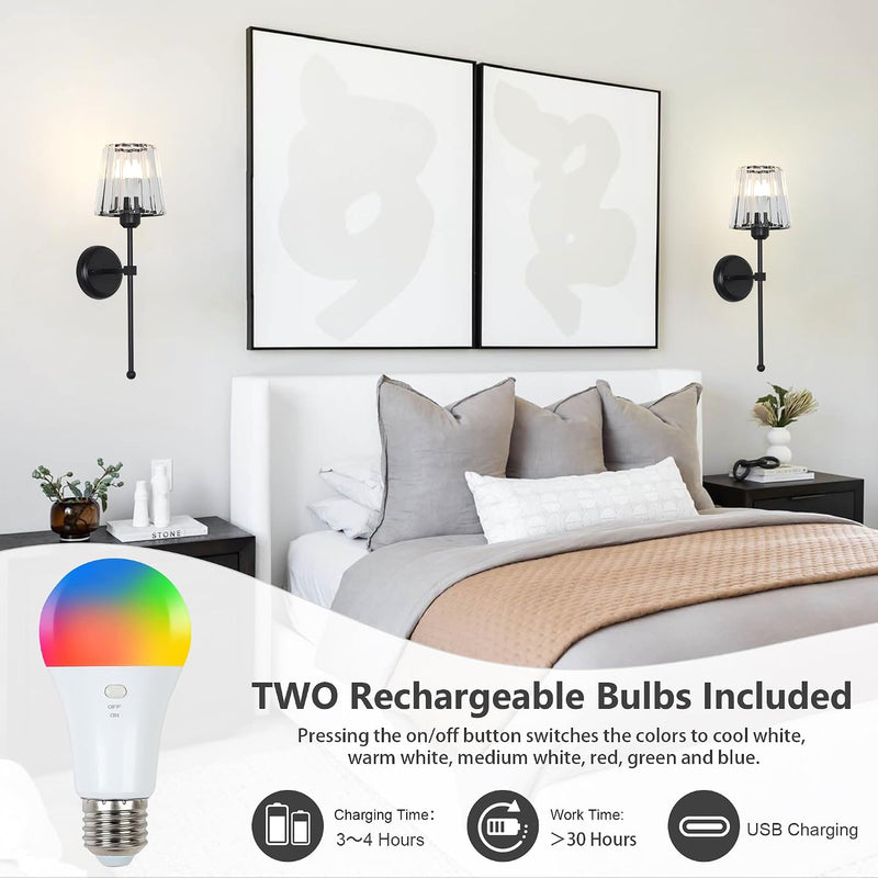 Battery Operated Wall Lights Rechargeable (Set of 2)