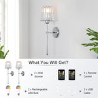 Battery Operated Wall Lights Rechargeable (Set of 2)