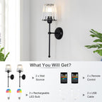 Battery Operated Wall Lights Rechargeable (Set of 2)
