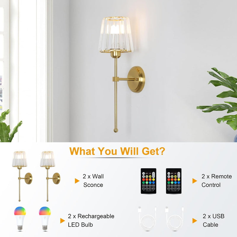 Battery Operated Wall Lights Rechargeable (Set of 2)