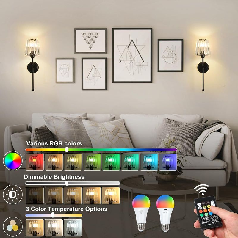 Battery Operated Wall Lights Rechargeable (Set of 2)