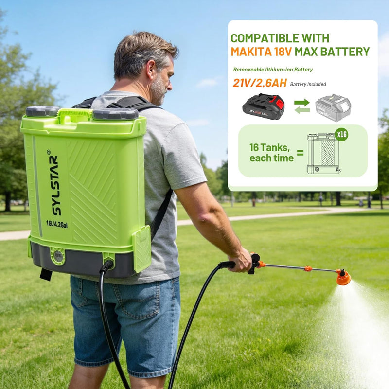 Battery Powered Knapsack Sprayer 16L 100PSI Pressure Spray