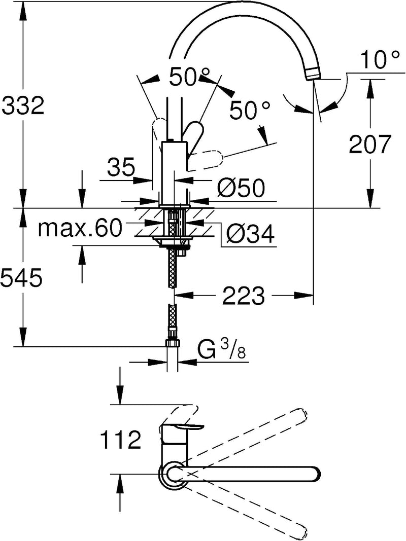 Bauedge Single Lever Kitchen Mixer Tap