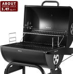 Bbq Grill Smoker with Side Shelves Portable Barrel