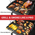 Bbq Grill Smoker with Side Shelves Portable Barrel