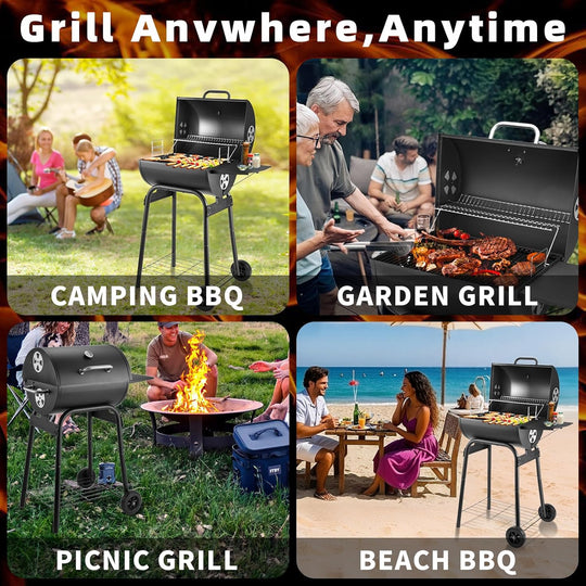 Bbq Grill Smoker with Shelves Portable Barrel