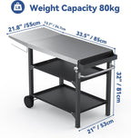 Bbq Table with Two-Layer Steel Storage Shelves 120
