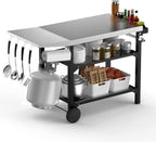 Bbq Table with Two-Layer Steel Storage Shelves 120